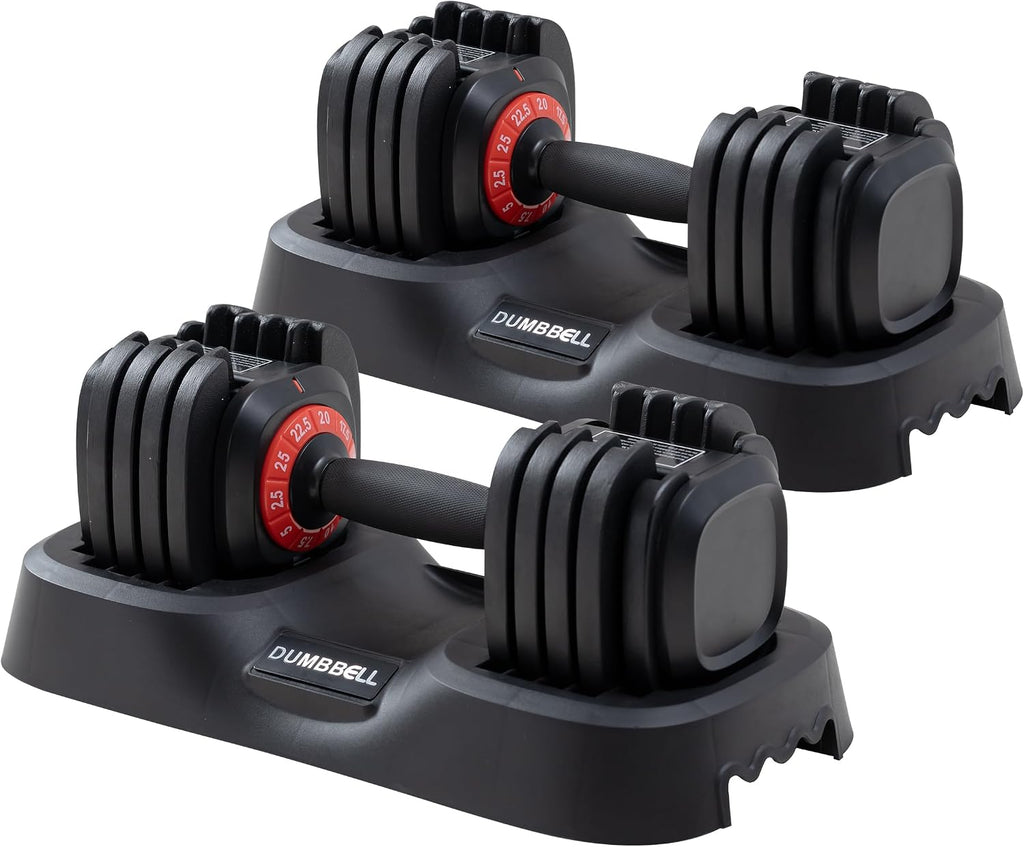 Shaking Weight Adjustable Dumbbell Set 22-66 lbs, 5LB Pink & 25LB Black for Men & Women, Home Gym Equipment, Full Body Workout, Arm Training, Non-slip Noiseless Dumbbells
