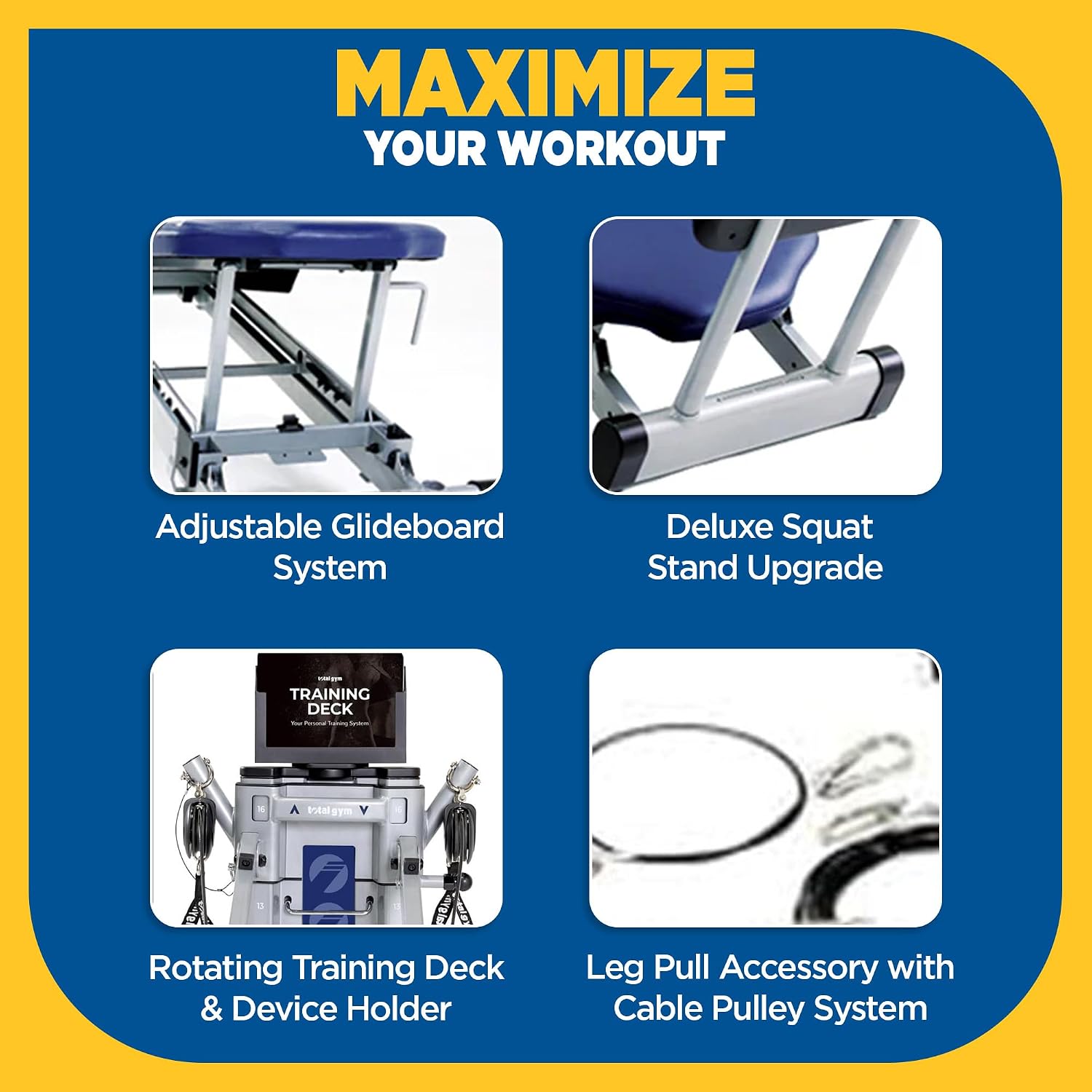 Total Gym Evolve, Incline Bodyweight Training Home Exercise Machine w/ Adjustable Glideboard, 16 Levels of Resistance, & Deluxe Squat Stand