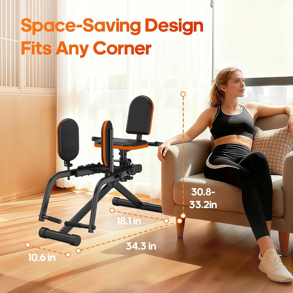 HXD-ERGO Hip Abductor/Adductor Machine for Home Gym, 6-Level Glute Machine & Thigh Workout Equipment, Booty Builder with Plush Padding, Compact Leg Exercise Euipment for Women & Men