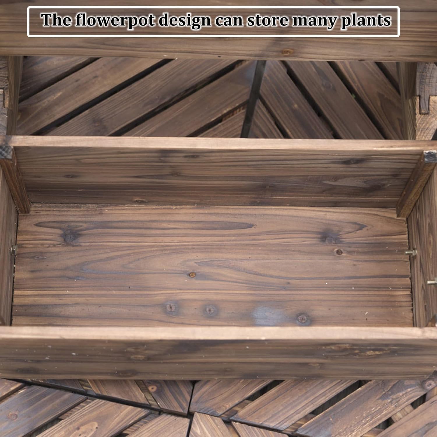 Flower Display Stand, Plant Stand Indoor, Two Layers Outdoor Potting Bench, Garden Workstation Table with Wheels,Lower Storage and Lattice Back