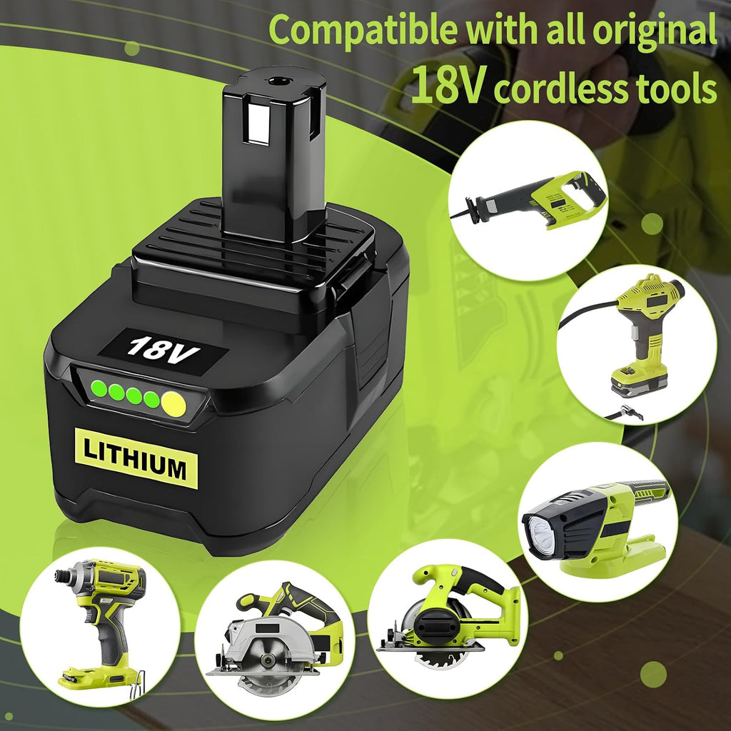 6Pack 8.0Ah P108 18V Replacement for Ryobi 18V Battery Compatible with Ryobi Battery P102 P103 P104 P105 P107 P108 P109 P190 P122 Cordless Tool Battery Packs
