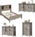 AMERLIFE 4 Pieces Farmhouse Bedroom Set, Includes Full Size Bookcase Headboard Bed Frame, 5 Drawer Tall Dresser, 47'' Dresser with 4 Drawers, 60' Dresser with 4 Drawers, Light Rustic Oak