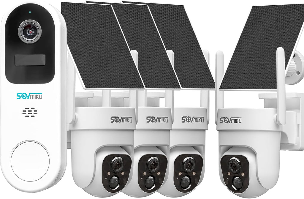 SOVMIKU Vicohome 2K AI Video Doorbell &Solar Security Camera Wireless Outdoor, Color Night Vision,Two Way Audio, Motion Detection, Easy to Setup,Audible Flashlight Siren 180 Days Exchange Policy