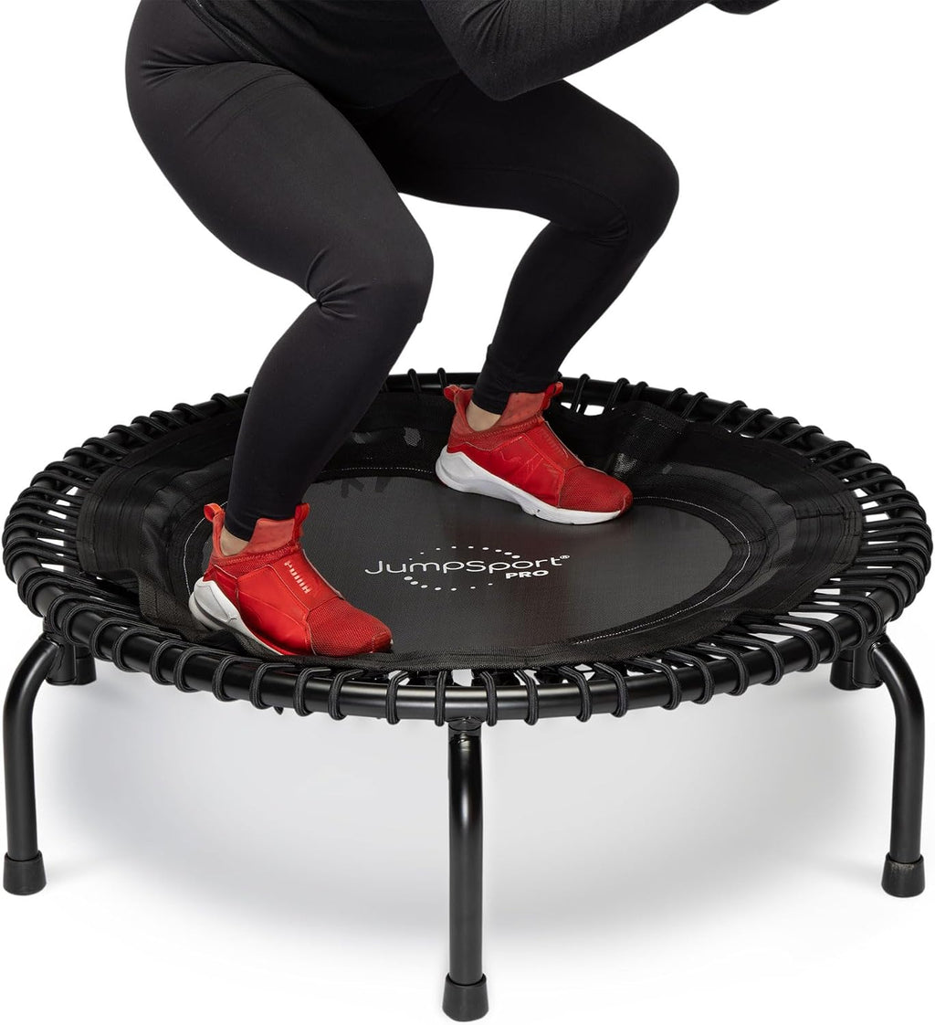 JumpSport 350 PRO 39 Inch Fitness Trampoline Indoor Rebounder Cardio Workout Equipment 300 lb Capacity
