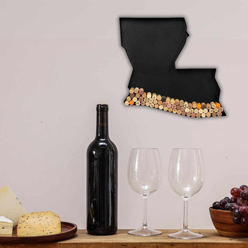 NEONSİGN Louisiana State Map Wine Cork Holder Metal Louisiana Decor Sign Wine Bar Pub Home Decoration (Black, 36 inch)