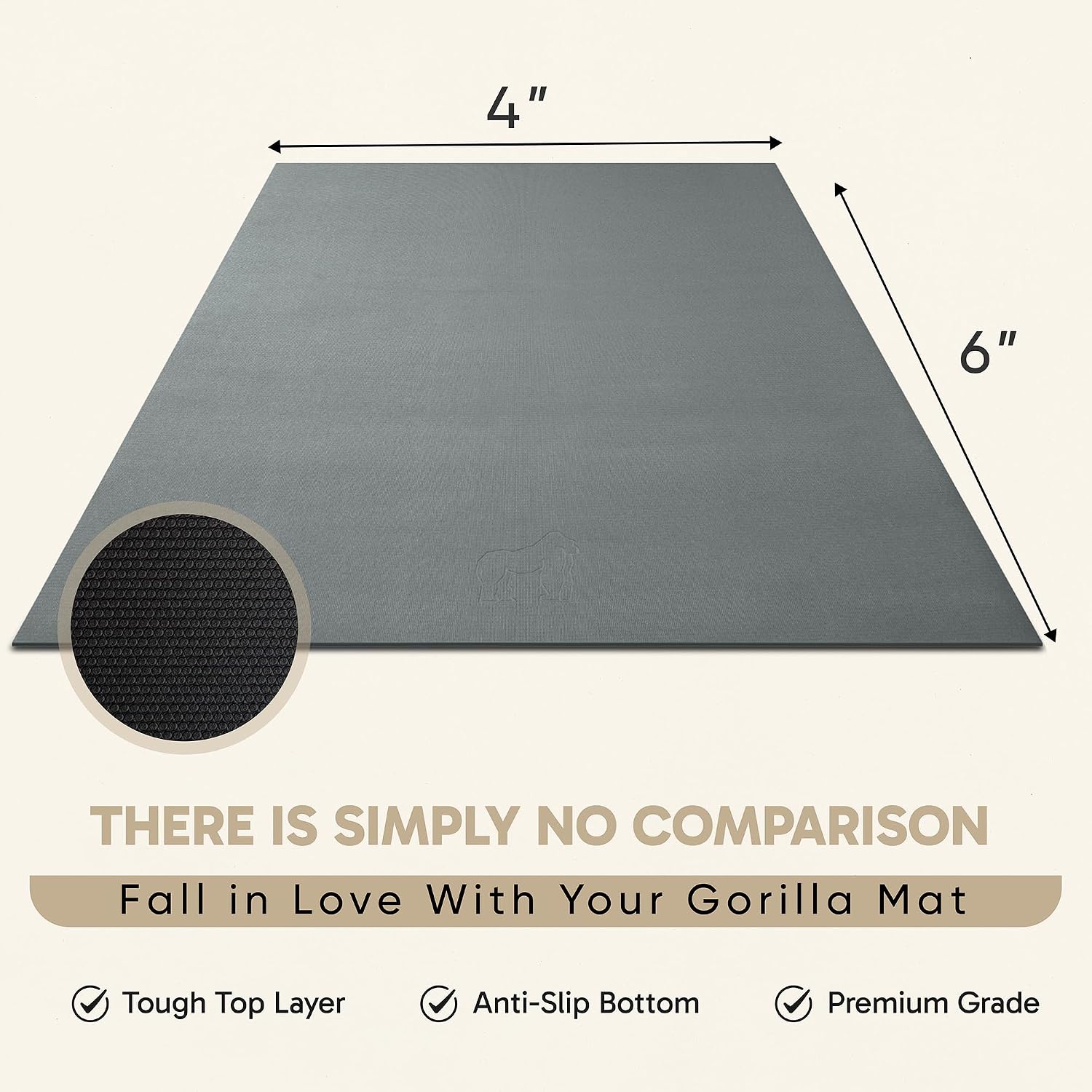Gorilla Mats Large Exercise Mat – 6'x4', 7'x4', 7'x5', 8'x4', 10'x4' (1/4' Thick) – Ultra Durable Workout Mat for Home Gym Flooring – Non-Slip, Flat Fitness, Yoga & Weight Lifting Floor Mat