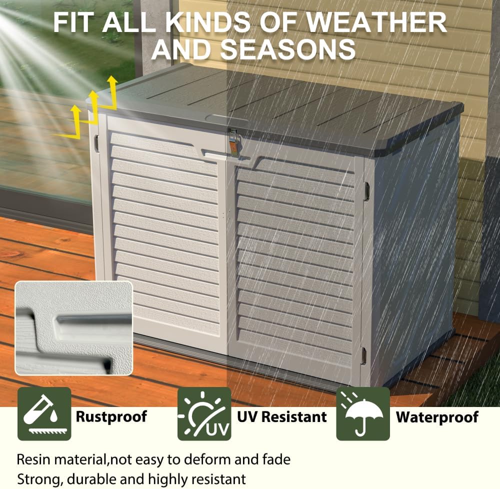 Heavy-Duty Plastic Storage Shed with Floor – Weather-Resistant Outdoor Utility Shed for Garden Tools, Lawn Equipment & Yard Supplies (L-White + Plastic)