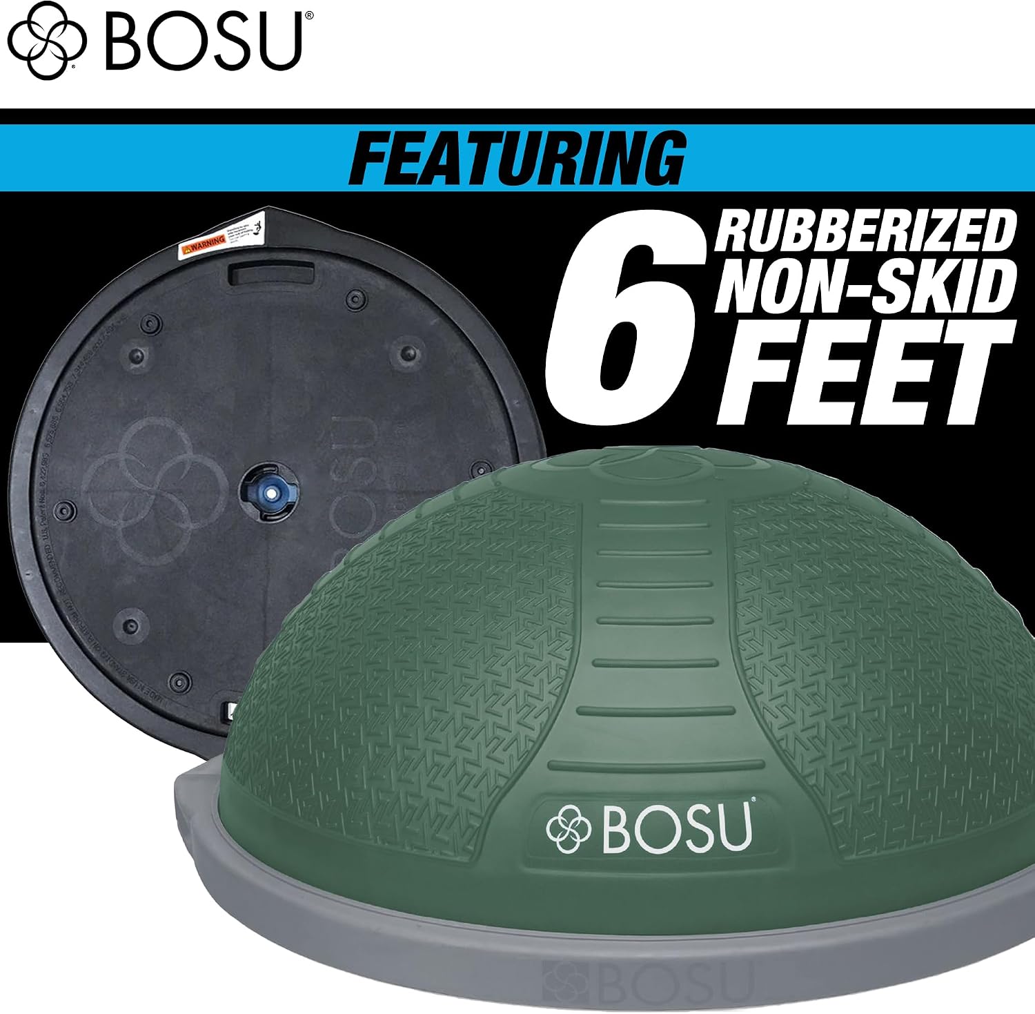BOSU Nexgen Balance Trainer, Half-Ball Training Equipment, 65 cm Diameter, 300 lb Capacity - Burst-Resistant Stability Exercise Tool w/Non-Slip Base, Includes Hand Pump, Commercial-Grade