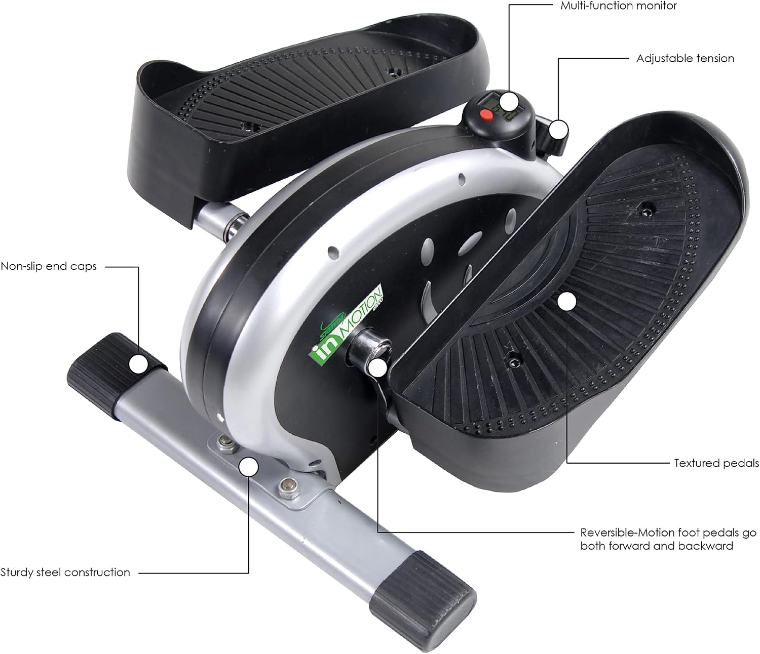 Stamina Inmotion Compact Strider Foot Exercise Machine - Under Desk Elliptical - Standing or Seated Elliptical Fitness Equipment
