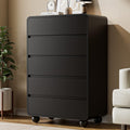 Lulive Wood Dresser for Bedroom, 41' Tall Chest of Drawers with 5 Drawers, Modern Closet Storage Drawer with Curved Profile Design for Living Room, Hallway, Entryway, Black