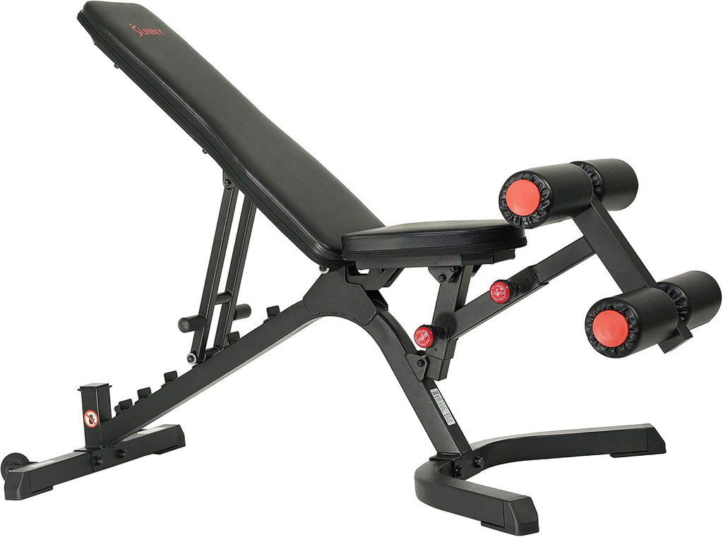 Sunny Health & Fitness Adjustable Weight Bench for Home Gym Strength Training, Incline/Decline, Multi-Position, High Weight Capacity