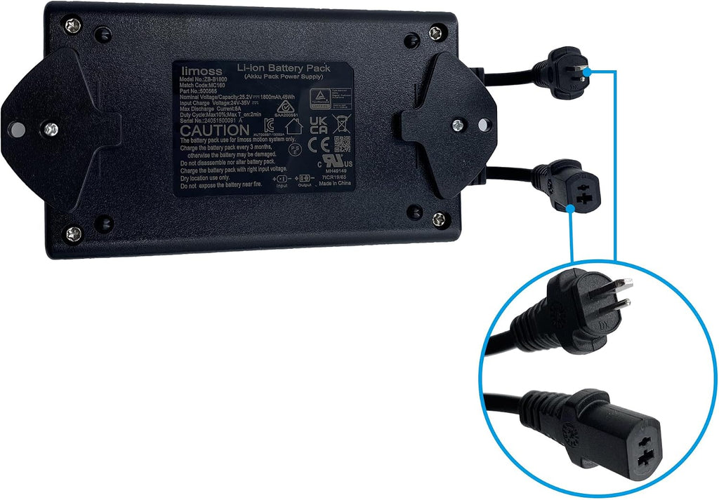 Power Recliner Limoss Wireless Rechargeable Akku Battery Pack Model ZB-B1800 Kits with Wall Power Supply and Y Power Cable