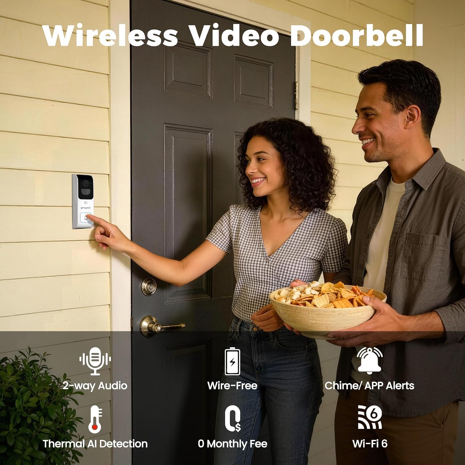 xmartO [Doorbell + 4-CAM Wire-Free Solar AI Tracking PTZ Cameras, 4MP 2K QHD Cam & 4K 10CH Expandable WiFi6 NVR, 2.4G/5G Dual Band Doorbell, All-Weather Power, 120-Day+ Local Storage, No Monthly Fee