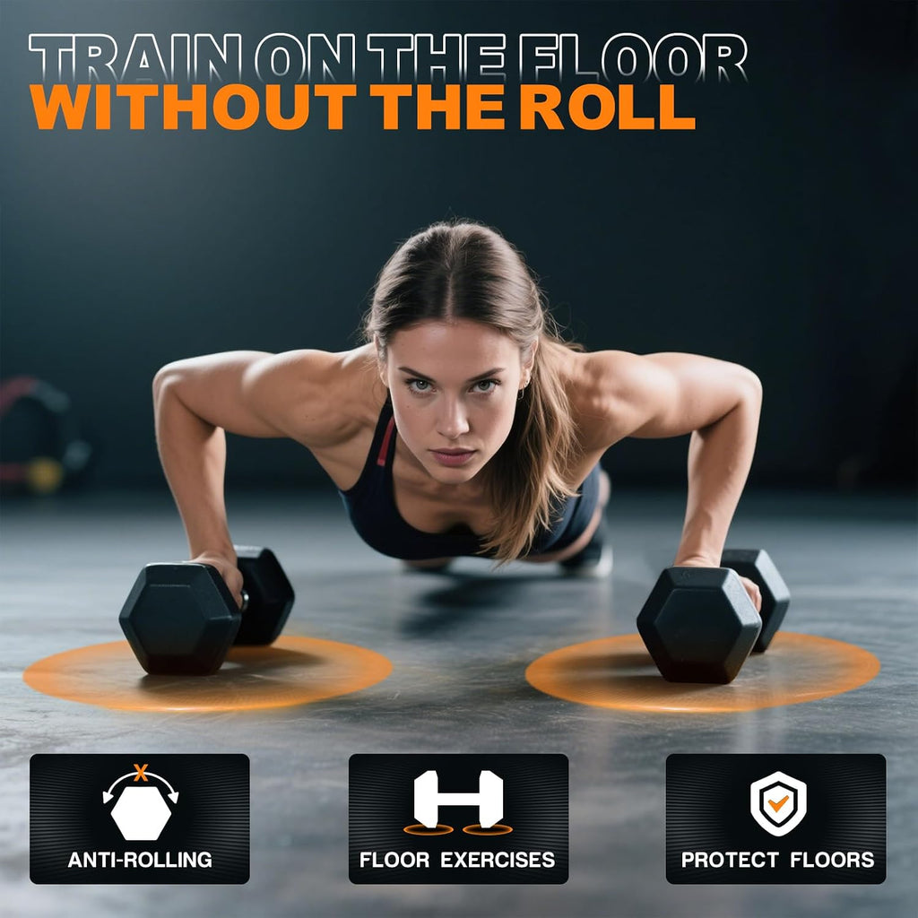 Mikolo Dumbbell Sets with Rack, Rubber Hex Dumbbells, Multiple Choices in 160/200/380/450/550LB, Hand Weights with Chrome Handle for Strength Training