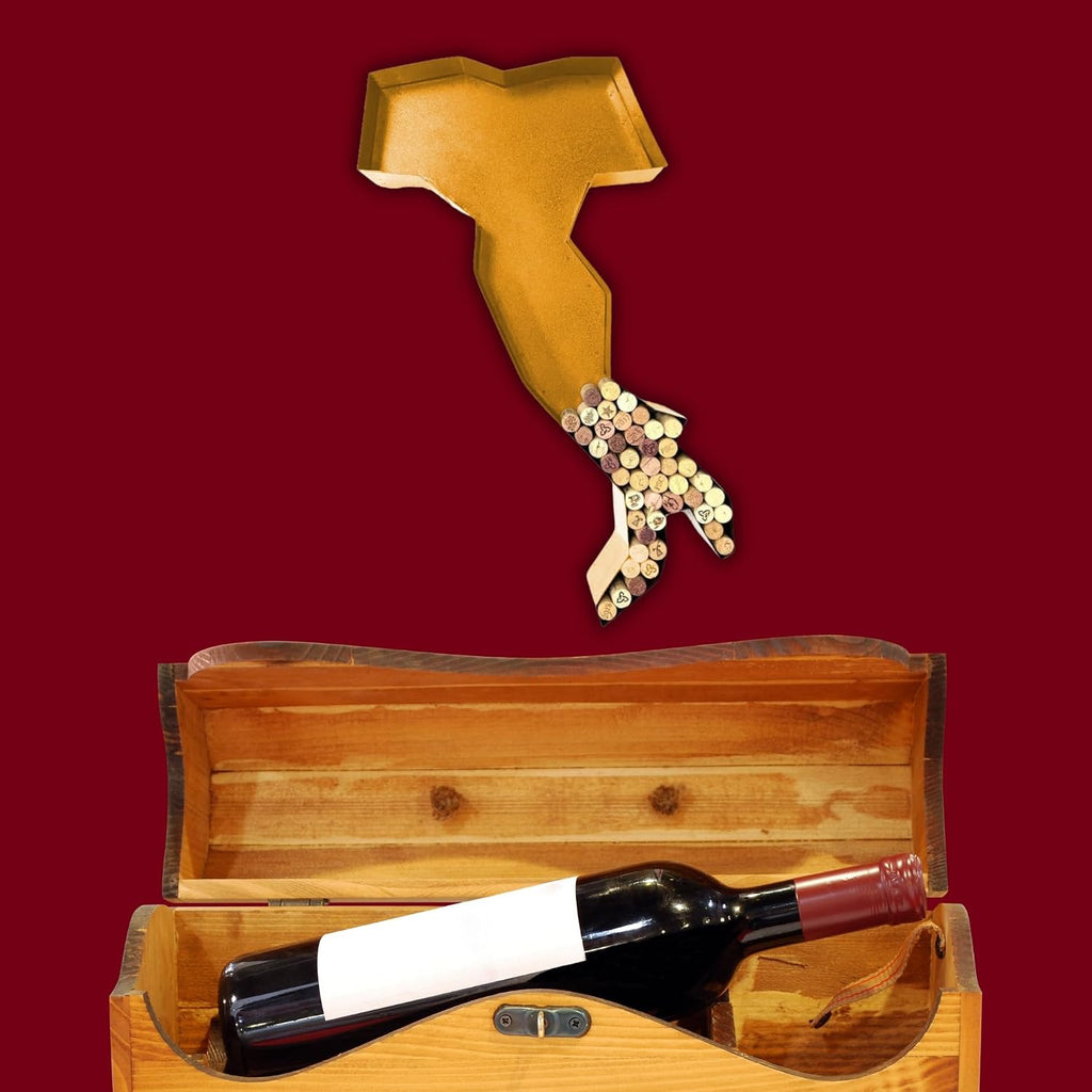 NEONSİGN Italy Map Wine Cork Holder Metal Italy Map Decor Sign Wine Bar Pub Home Decoration (Gold, 36 inch)
