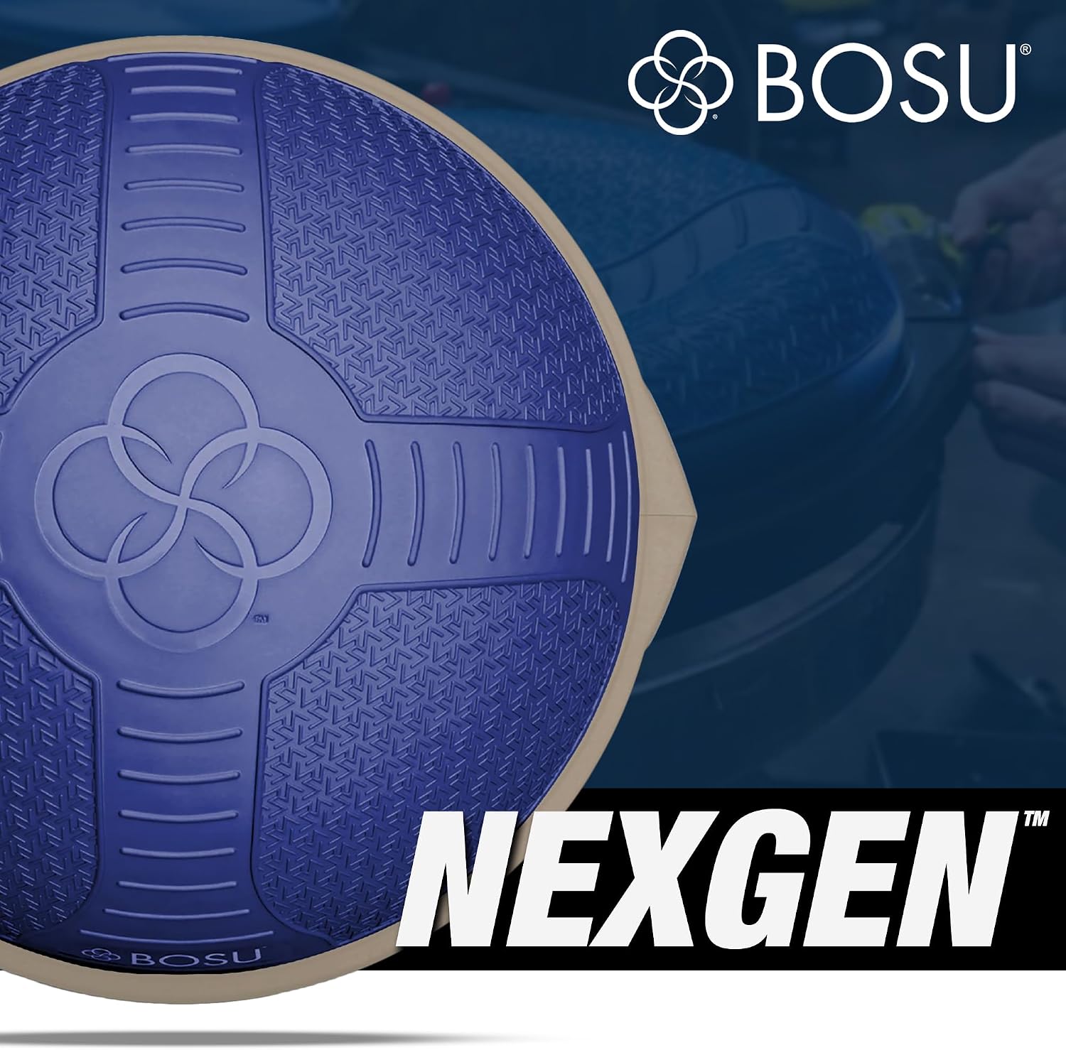 BOSU Nexgen Balance Trainer, Half-Ball Training Equipment, 65 cm Diameter, 300 lb Capacity - Burst-Resistant Stability Exercise Tool w/Non-Slip Base, Includes Hand Pump, Commercial-Grade