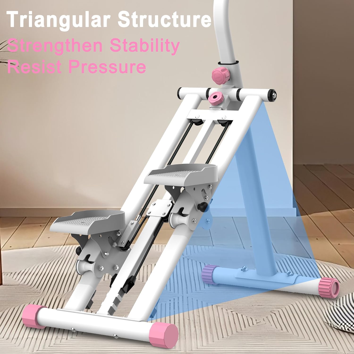 Stair Stepper for Home, 265lbs Vertical Climber Machine for Full-Body Exercise, Resistance Home-Upgrade Climber Fitness Equipment with Stable Frame Adjustable Handlebar for Women Men, Pink