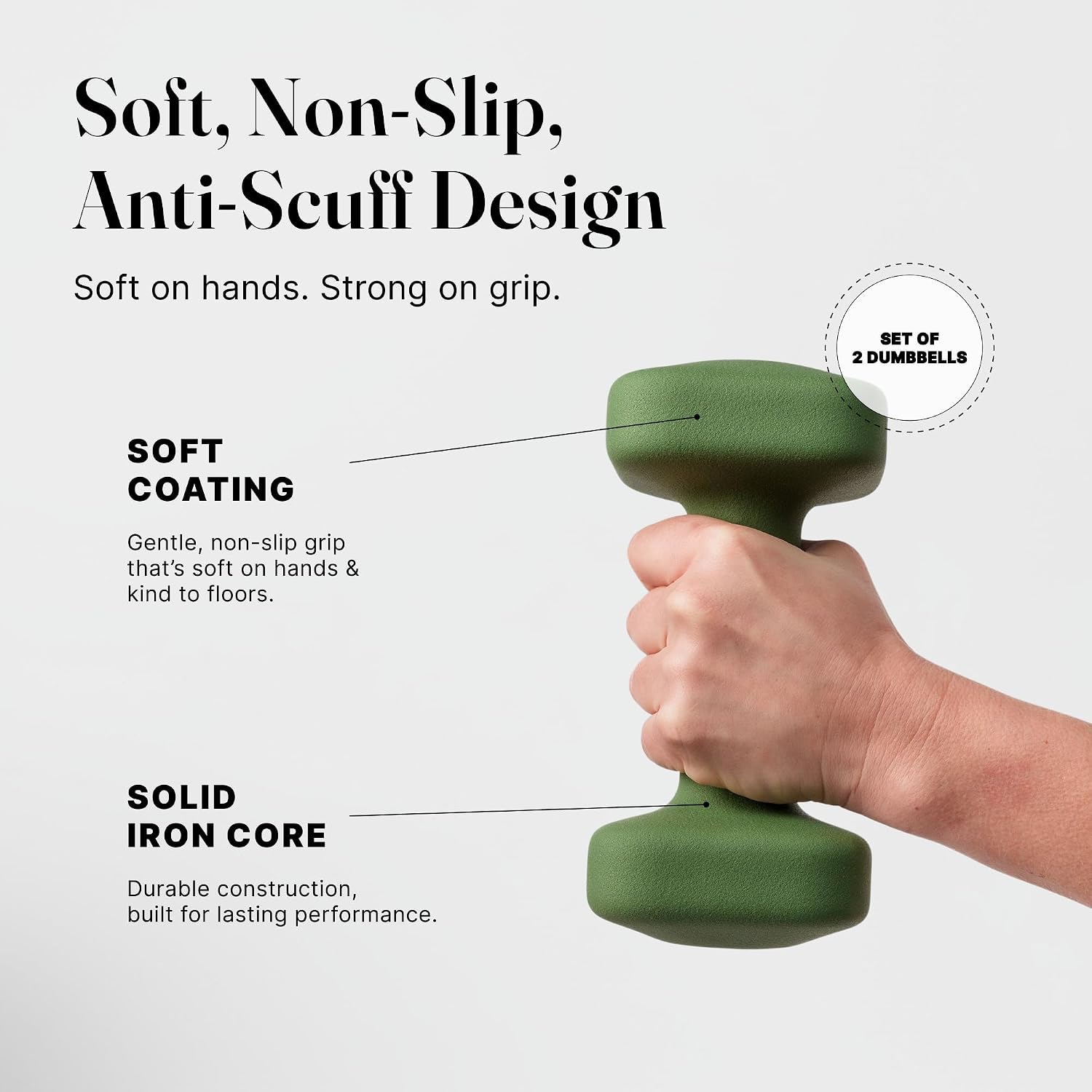 WeGym SafeGrip Square Dumbbells with Anti Slip Handles, Aesthetic Free Weights for Home Workouts, Stable Design Prevents Rolling during Floor Exercises