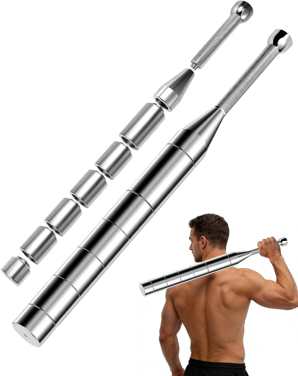 Adjustable Macebell, 6/8/13-in-1 Indian Club Weighted for Strength Training, Shoulder & Grip Workouts, Progressive Weight System