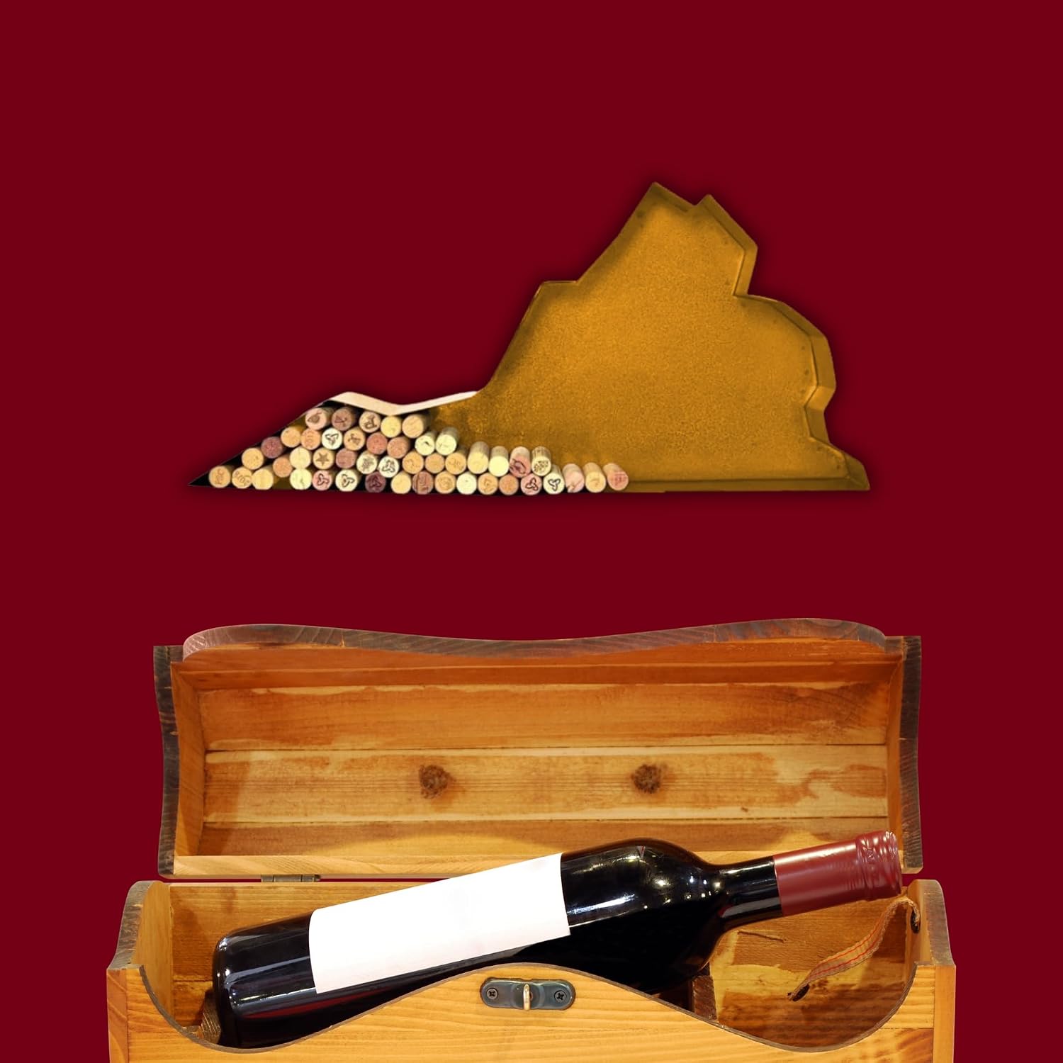 NEONSİGN Virginia State Map Wine Cork Holder Metal Virginia Decor Sign Wine Bar Pub Home Decoration (Gold, 36 inch)