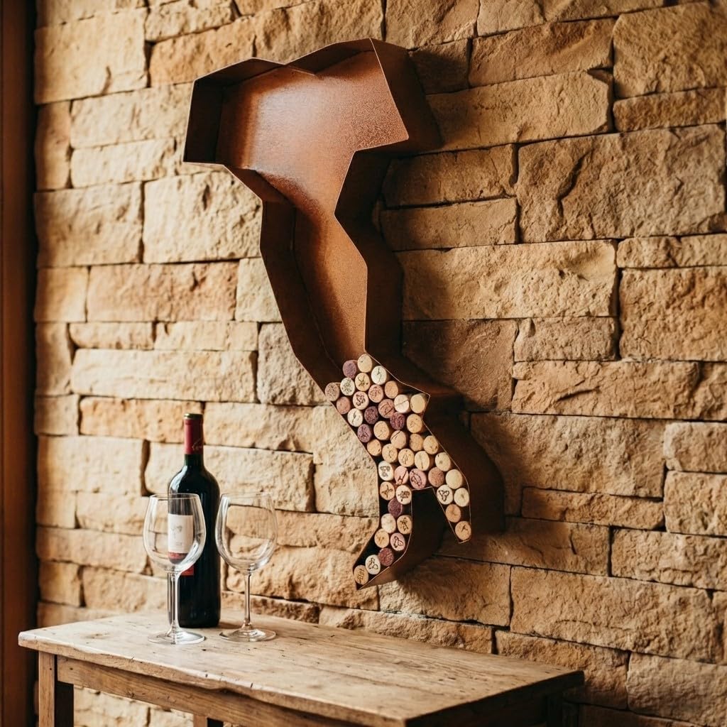 NEONSİGN Italy Map Wine Cork Holder Metal Italy Map Decor Sign Wine Bar Pub Home Decoration (Brown, 24 inch)