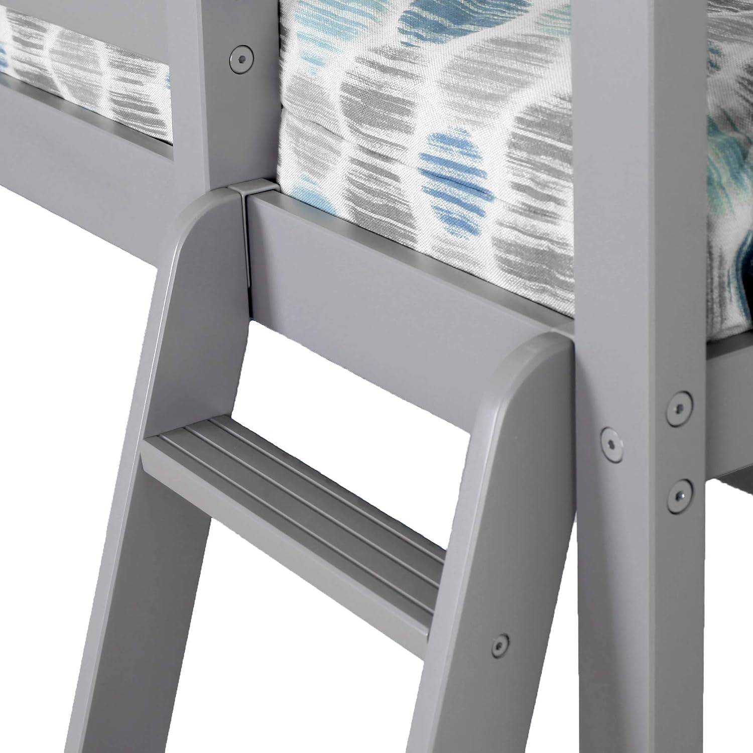 Max & Lily High Loft Bed, Twin Bed Frame For Kids With Bookcase, Grey