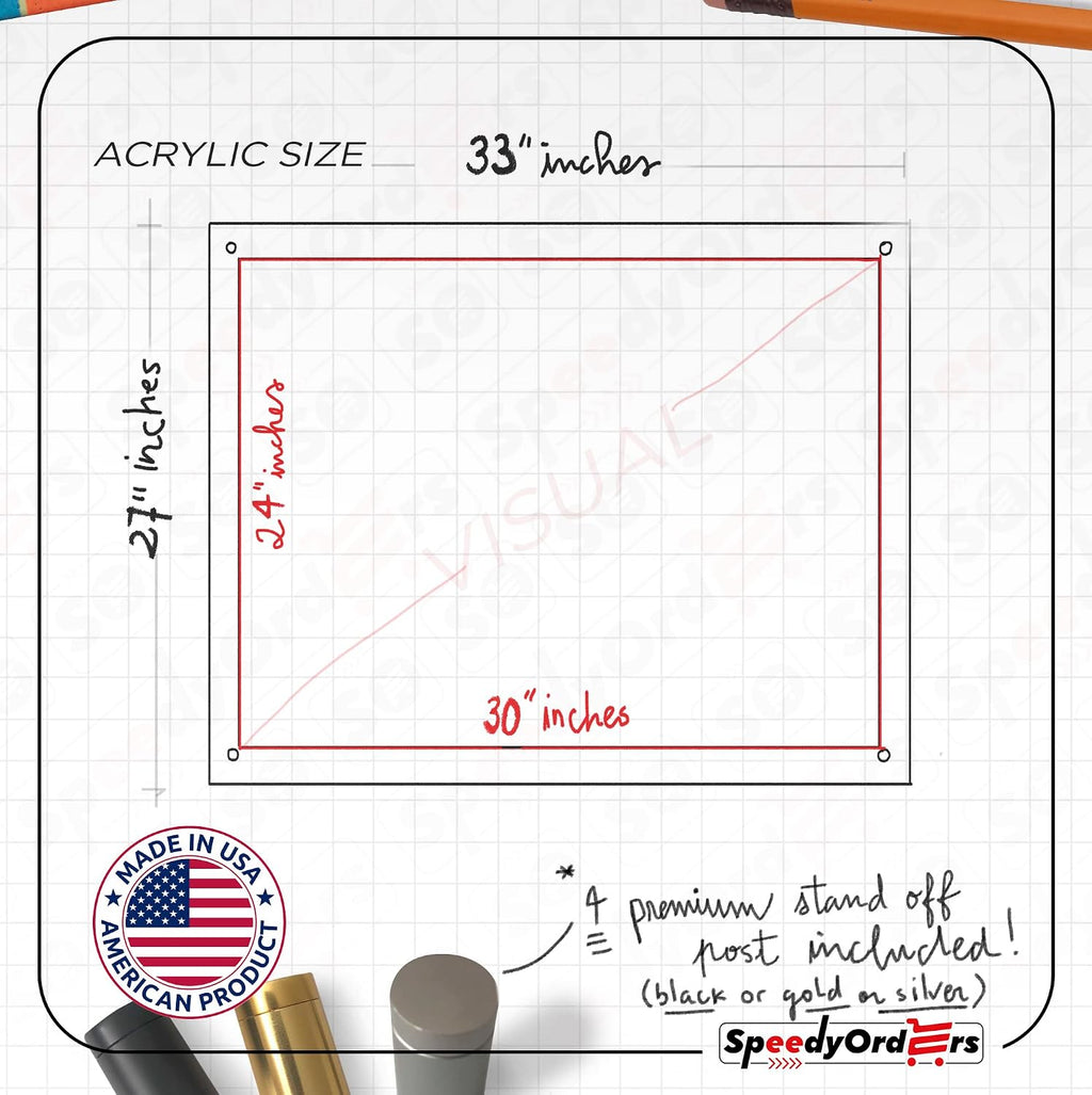 SPEEDYORDERS Clear Acrylic Wall Mount Photo Frame 24'x30' Gold Anchors | Double Acrylic Floating Photo Frame | Clear Acrylic Double Panel Photography Display