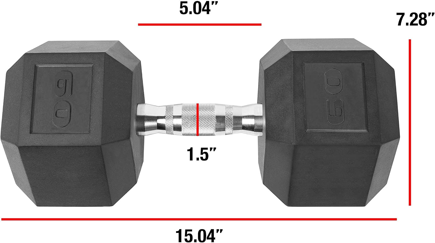 WF Athletic Supply Rubber Coated Solid Steel Cast-Iron Pair Dumbbells, Rubber Hex Dumbbells, Hex Weights Dumbbells for Muscle Toning, Full Body Workout, Home Gym Dumbbells, Pair