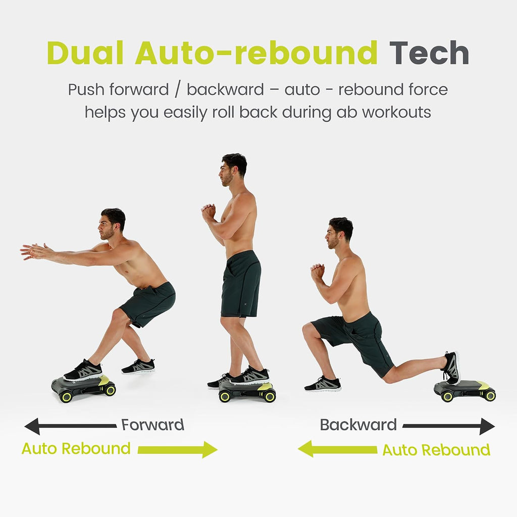 WONDER CORE Slide Fit, Ab Roller Board with 4 Wheels, Automatic Rebound Abdominal Wheel for Core Workout, Ab Exercise Equipment, Abdominal Exerciser, Heroboard Fitness Rolling Board with Knee Pad
