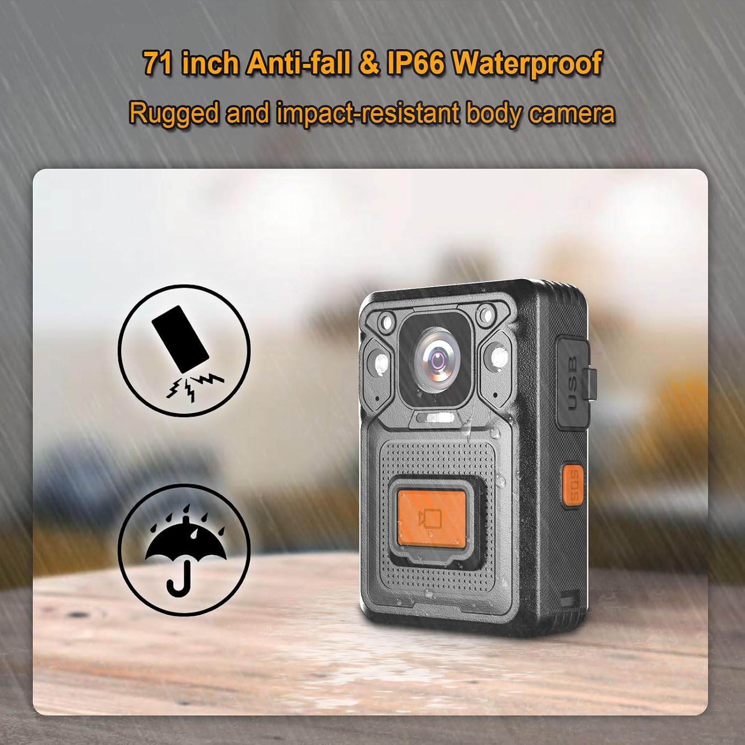 KP22 2.5K Body Cameras,128GB,1512P,H.265,Night Vision,14H Video Record,60FPS,GPS,Pre-Recording,with Car Suction for Dashcams, Security,Law Enforcement, Outdoor Work