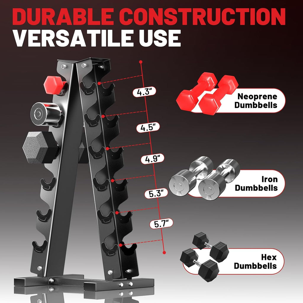 PAPABABE Hex Dumbbell Set with Rack, 85-560lb Rubber Encased Dumbbell Free Weights Dumbbells Set with Storage Rack, Hand Weights Set for Strength Training