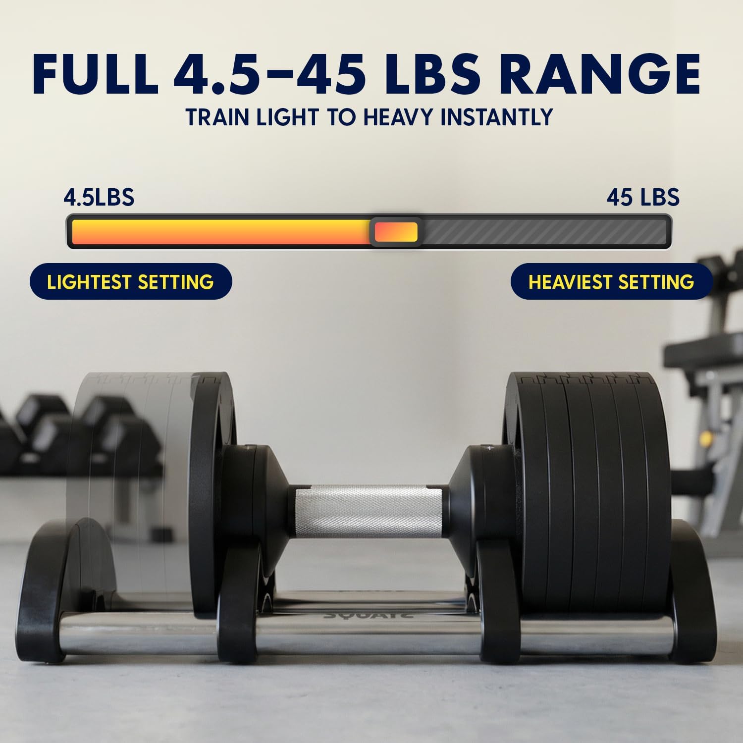 SQUATZ Adjustable Dumbbells with Quick Weight Change, Space-Saving Dumbbell Set with Anti‑Slip Handle, Secure Locking System, Heavy‑Duty Plates & Base for Home Workout and Strength Training