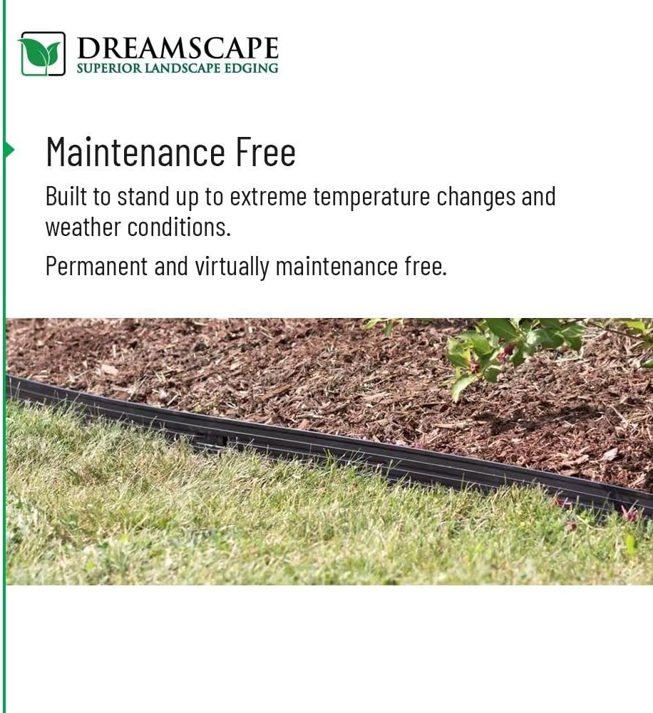 Dreamscape SlideEdge Aluminum Landscape Edging - 15 Strips, 7'10'ft Each (117.5ft Total), Black Paint - Professional Quality Landscaping Border, Metal Divider for Lawn, Garden, Flowerbed