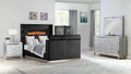 Lavish Modern Style 4 Pc King Bedroom Set Made with Fireplace in Headboard TV Stand in Footboard with Wood in Black