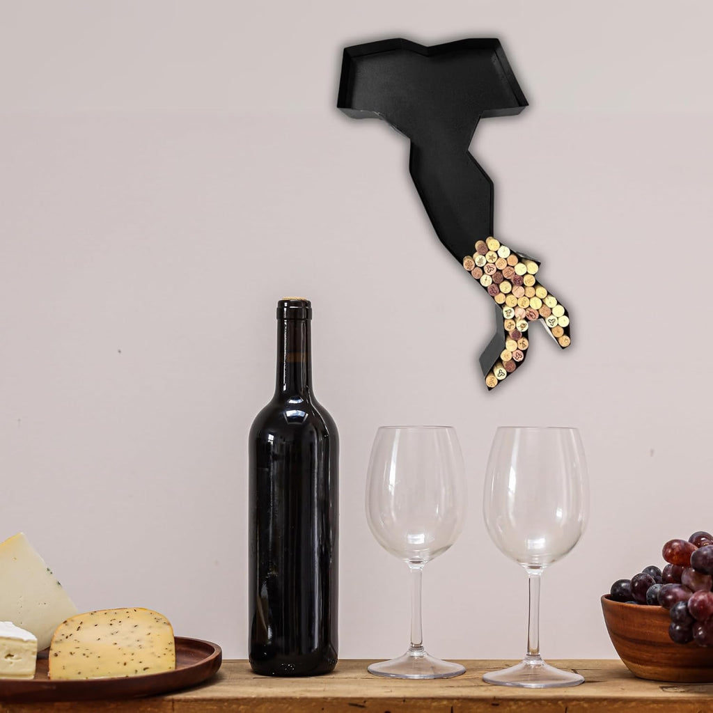 NEONSİGN Italy Map Wine Cork Holder Metal Italy Map Decor Sign Wine Bar Pub Home Decoration (Black, 24 inch)