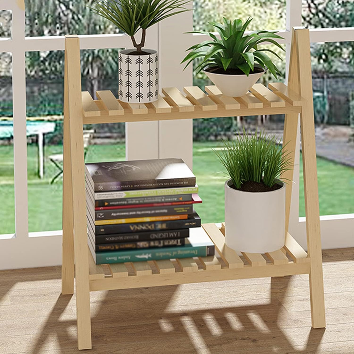 Potting Bench Work Station Outdoor Garden Potting Bench Work Station, Two Layers Workbench Planting & Gardening Station (Beige)