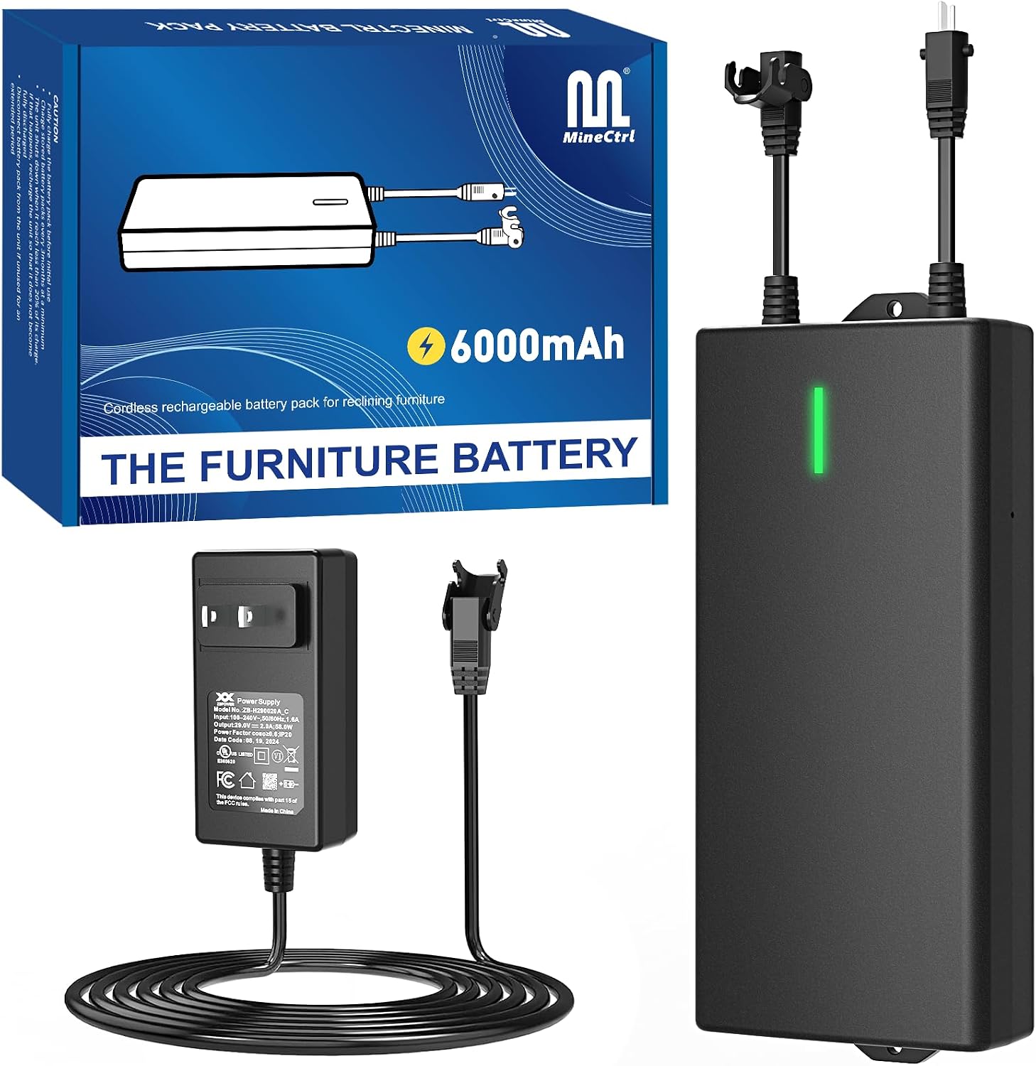 Universal Battery Pack for Reclining Furniture, 6000mAh Wireless Couch Battery Pack Rechargeable for Power Recliner, Power Sofa, Sectional