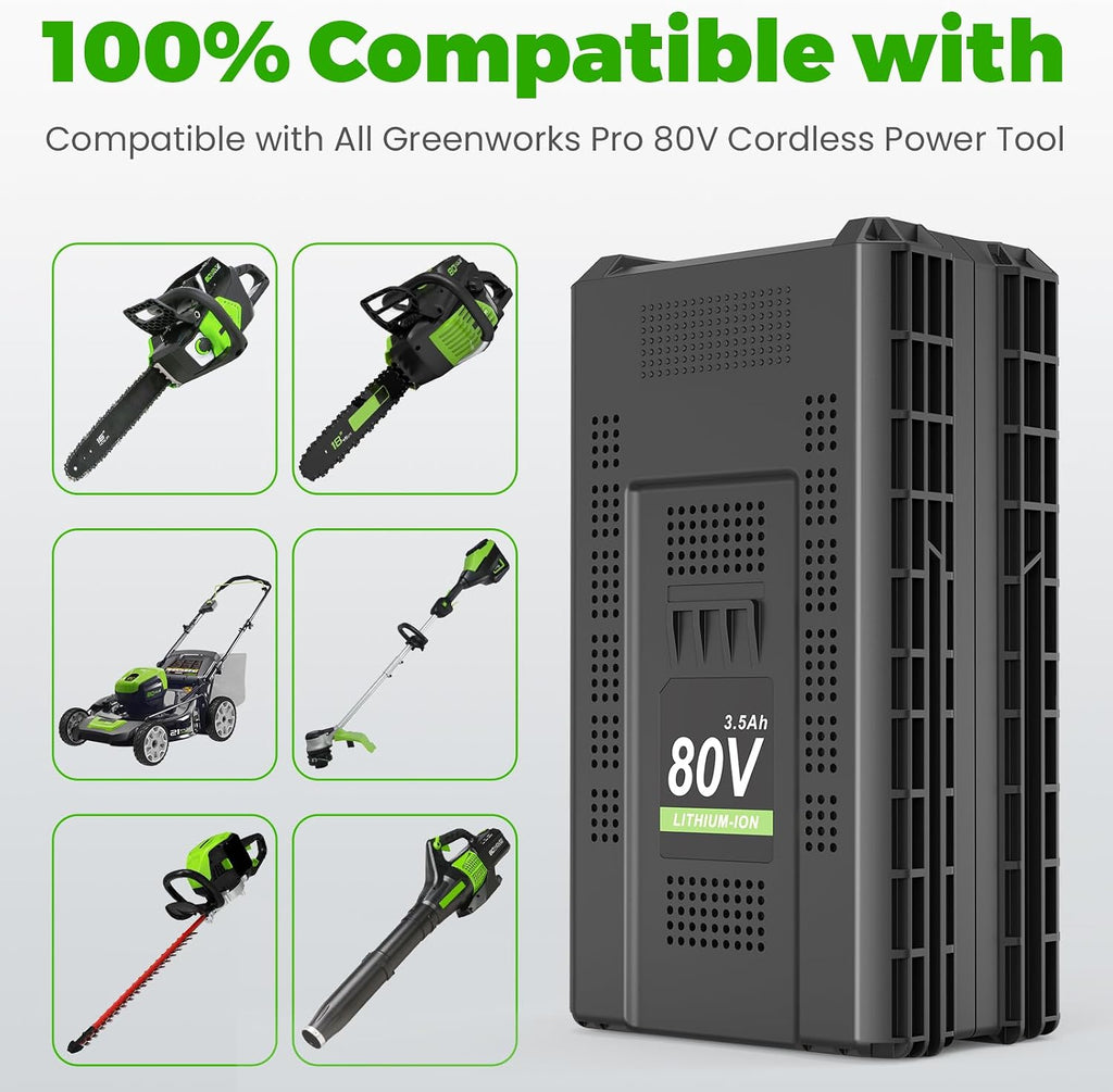 Futurebatt Pack 2 80V Battery for Greenworks Pro 3500mAh Compatible with Greenworks Pro 80 Volt Battery Replacement GBA80500 GBA80400 GBA80300 GBA80250 GBA80200 Max Cordless Power Tools