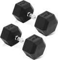 Fitvids Hex Rubber Coated Dumbbells Hand Weights Pairs for Exercises and Fitness and Home Gym, Pairs