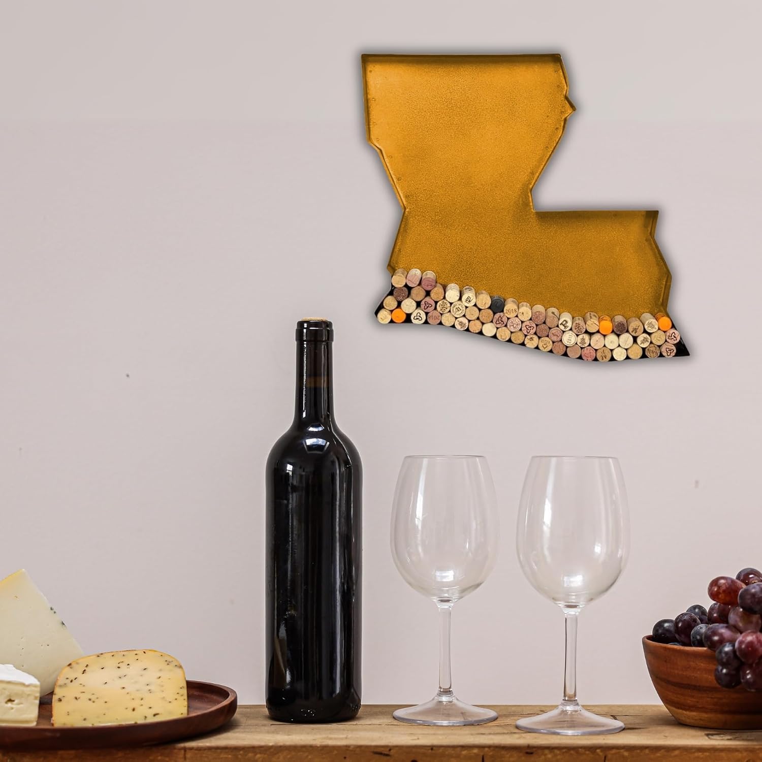 NEONSİGN Louisiana State Map Wine Cork Holder Metal Louisiana Decor Sign Wine Bar Pub Home Decoration (Gold, 36 inch)