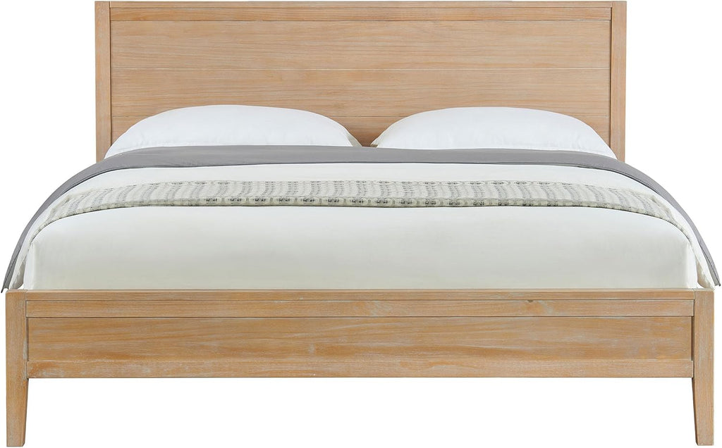 Alaterre Furniture Arden King Bed Frame - Solid Pine Wood with High Headboard and Low Footboard in Light Driftwood Finish - No Box Spring Needed, 81' W x 86' D x 50' H