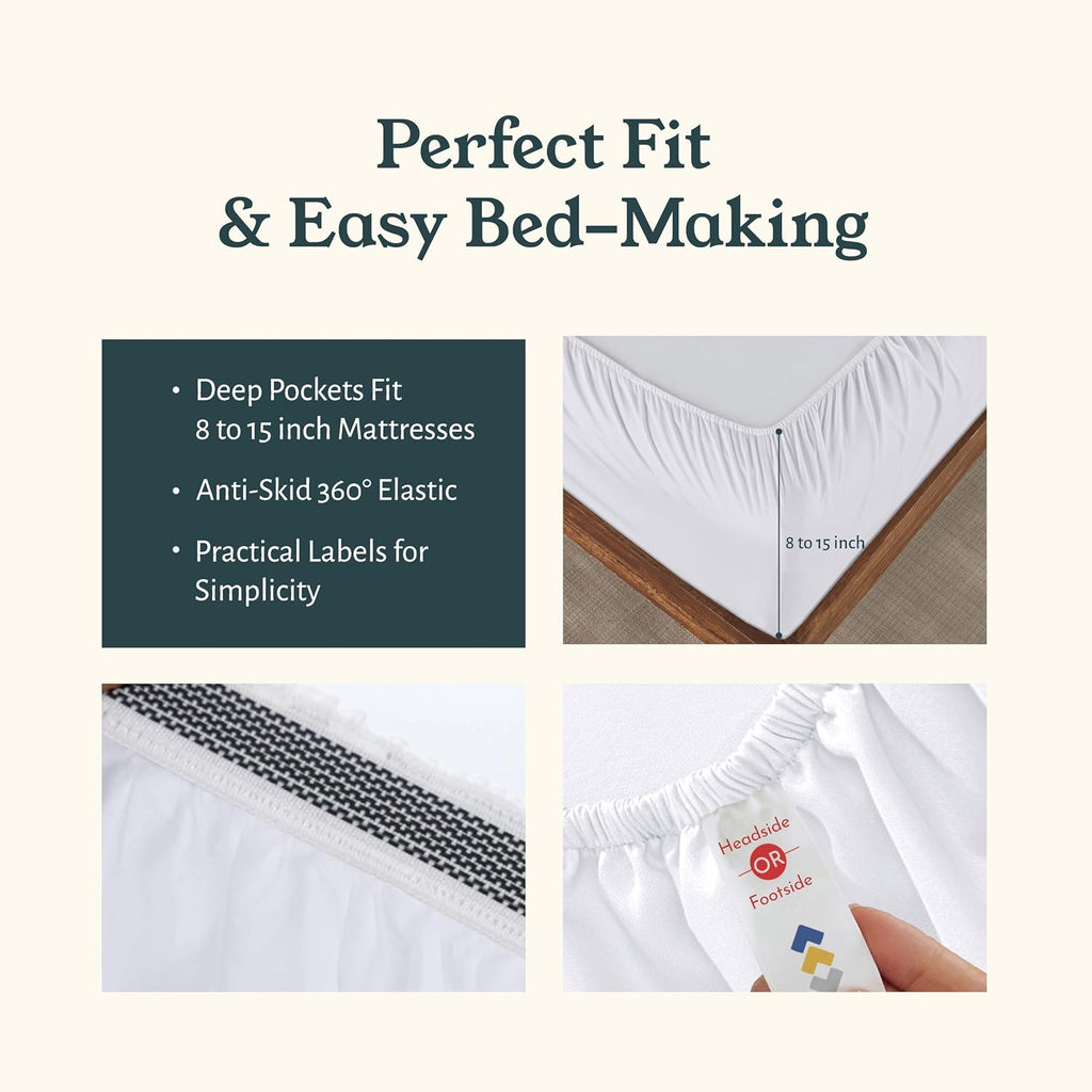 California Design Den Pack of 2 Percale Sheets King Size Set - 100% Organic Cotton, Deep Pocket King Sheets Sets, Crisp, Breathable and Lightweight Bedding - White