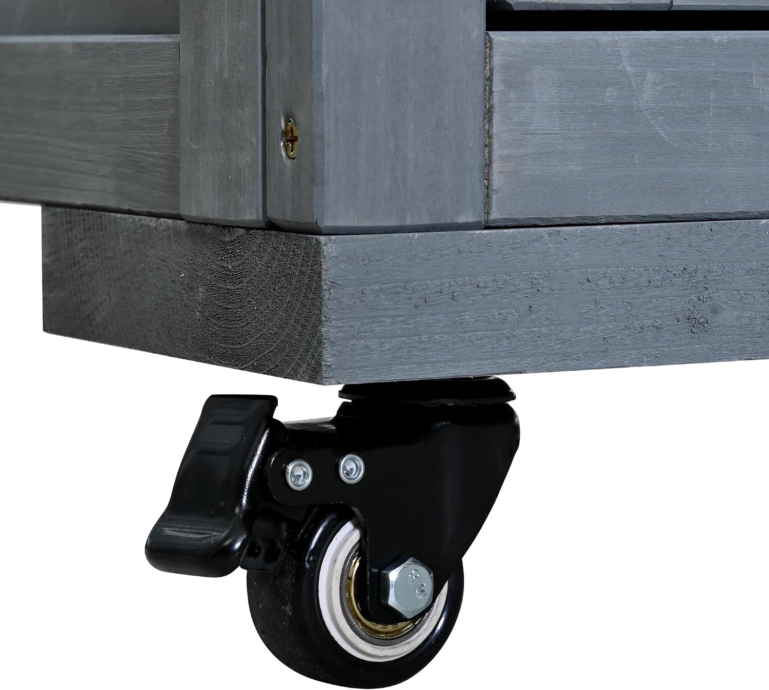 Polibi 65' H Large Garden Potting Bench with Lockable Wheels,Hutch Top & Storage Cabinet, Fir Wood Outdoor Kitchen Island Prep Cart with Drawers and Removable Shelves for Grilling, Gray