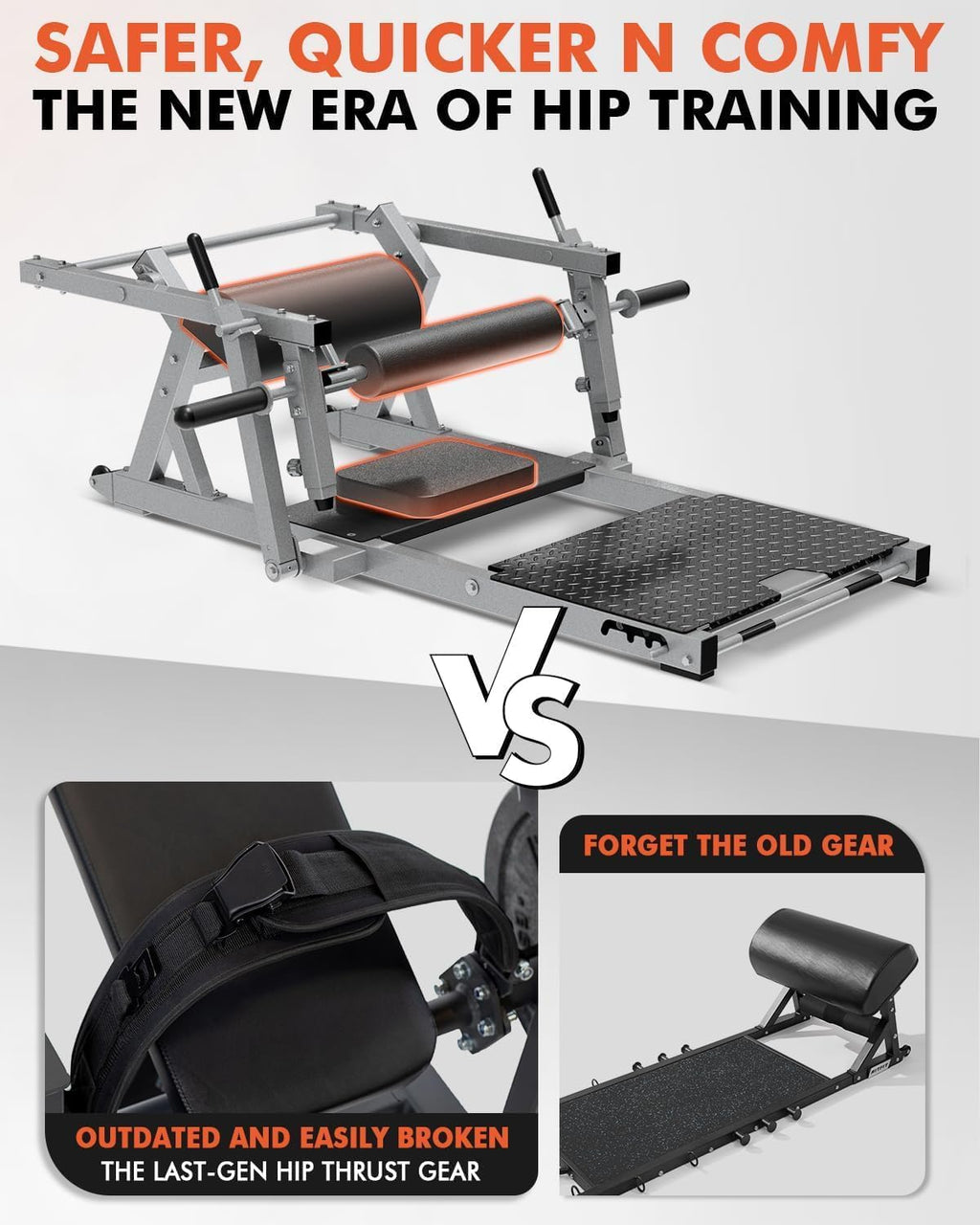 GMWD Hip Thrust Machine, 800LBS Plate-Loaded Glute Bridge Machine with Weight Holder, Heavy Duty Butt Exercise Equipment for Glute Muscles Building and Butt Shaping, Adjustable Footboard(R100LB