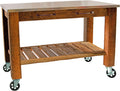 Redwood Potting Table Rolling Cart Swivel Cast Iron Wheels with Brakes Outdoor Garden Work Bench (with Drawer Pulls & 5in Galvanized Casters)