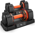 FLYBIRD Adjustable Dumbbell Set of 2, 110LB/50LB Weights Dumbbell Set for Home Gym Exercise & Fitness, Fast Change Weights with Anti-Slip Handle, Multiweight Options for Full Body Workout