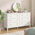 CARPETNAL White Dresser for Bedroom, 55 Inch 6 Drawer Dresser with Wide Drawer and Gold Handles, Woode Dressers & Chests of Drawers for Hallway, Entryway.
