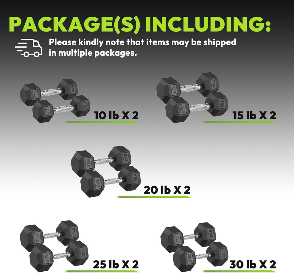 HANDBODE Hex Dumbbell 45-640 lb Set, Rubber Encased Exercise & Fitness Dumbbells for Home Gym, Hand Weights for Strength Training