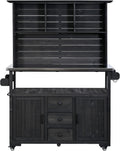 Potting Benches for Outside with Stainless Steel Top, 65''H Fir Wood Potting Bench with Storage, Outdoor Gardening Table (Black)