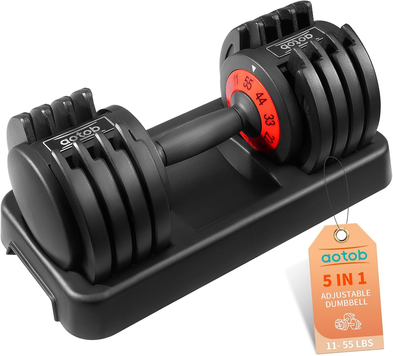 AOTOB Adjustable Dumbbell Set 25/55 Lbs (Pair), Fast Weight Adjustment with Anti-Slip Turning Handle, Space-Saving for Home Gym, Strength Training Equipment for Men & Women